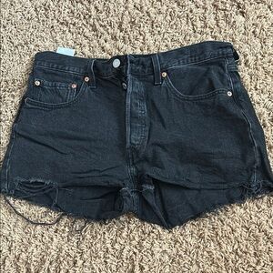 Levi 501 black button up jean shorts size 31